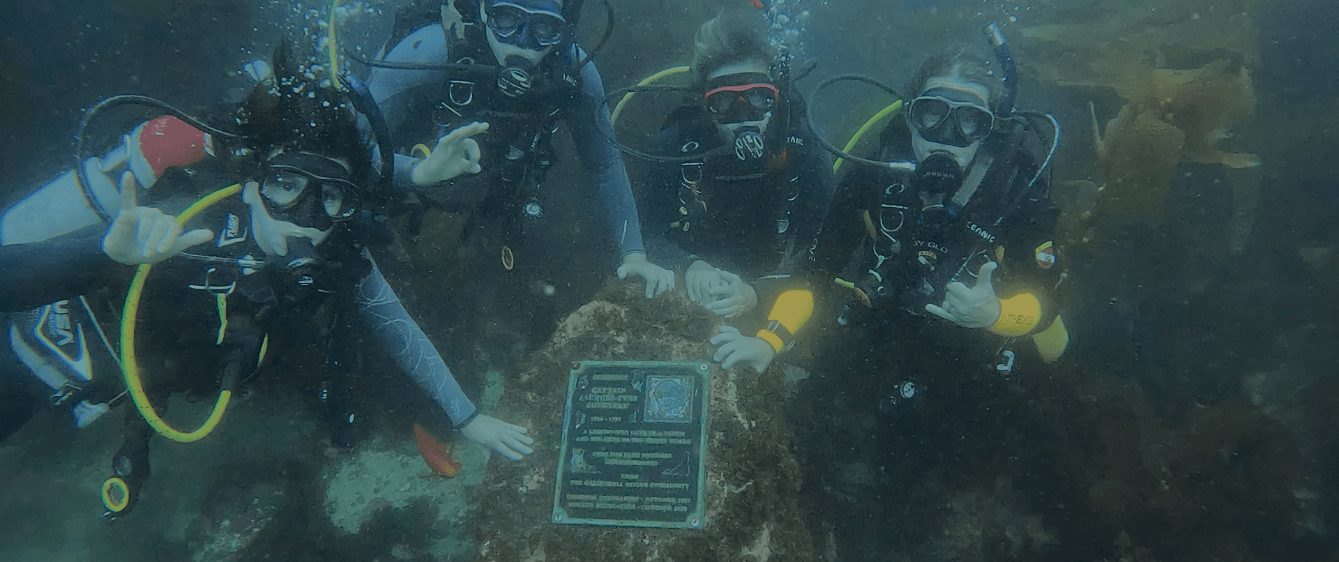 Scuba divers exploring kelp forests in Southern California